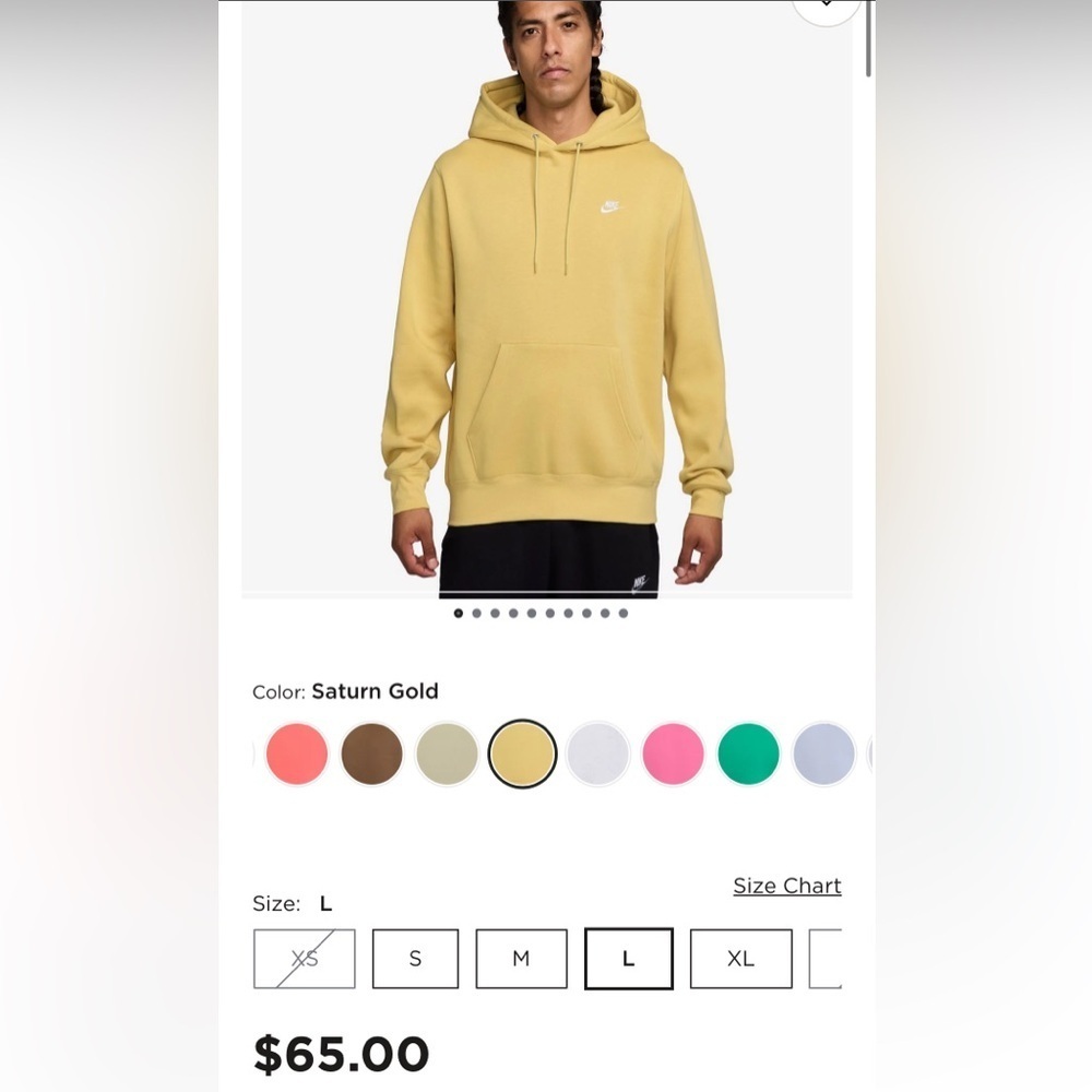 Nike Fleece Pullover Sweatshirt Hoodie Saturn Yellow Size:Medium worn 2x EUC